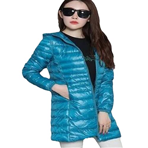 Manteau en duvet léger pliable femme grande taille bleu paon