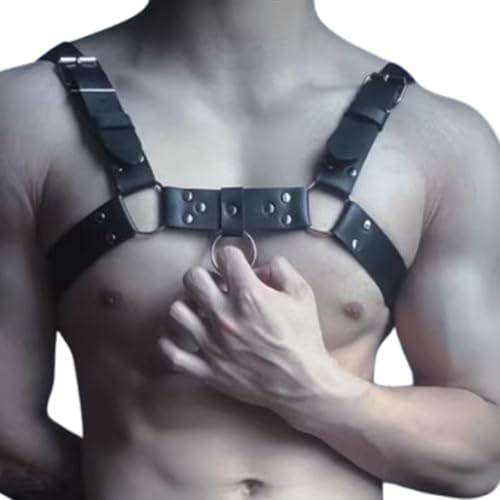 Image of Punk Gothic Fetish Men's Leather Adjustable Chest Harness | for Rave & Club Sexy Kinky Design for Roleplay Erotic Underwear & Fetish Body Gear Perfect for Cosplay, Club & Party