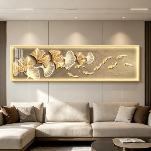 Cadre métallique de salon 3D or avec éclairage LED intégré - 6