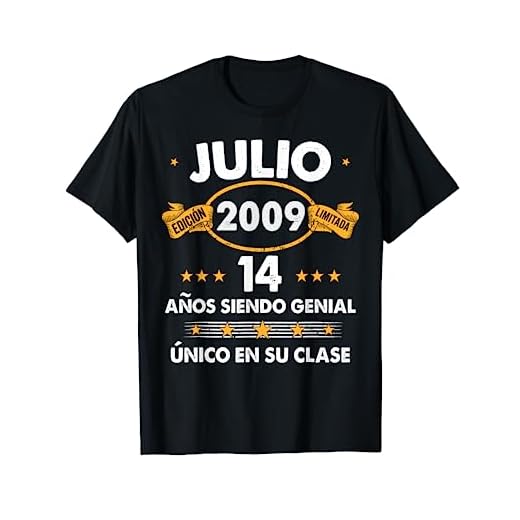 14 Años Cumpleaños Regalo Niño Julio 2009 Julio 14 Años Camiseta