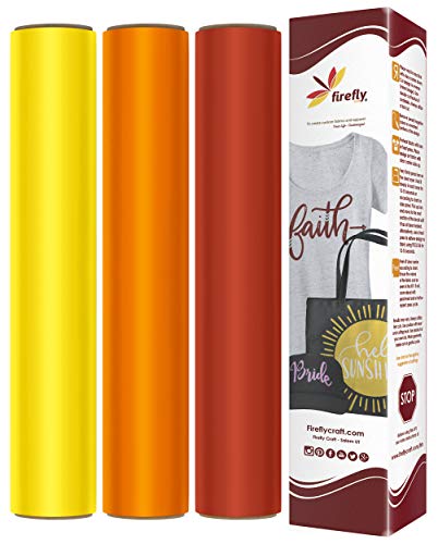 Firefly Craft Starter Pack Heat Transfer Vinyl Bundle for Shirts - HTV Vinyl Bundle - Iron On Vinyl for Cricut and Silhouette Transfers - Iron on Vinyl Sheets - 3 Sheets per Pack (12" x 20" Each)