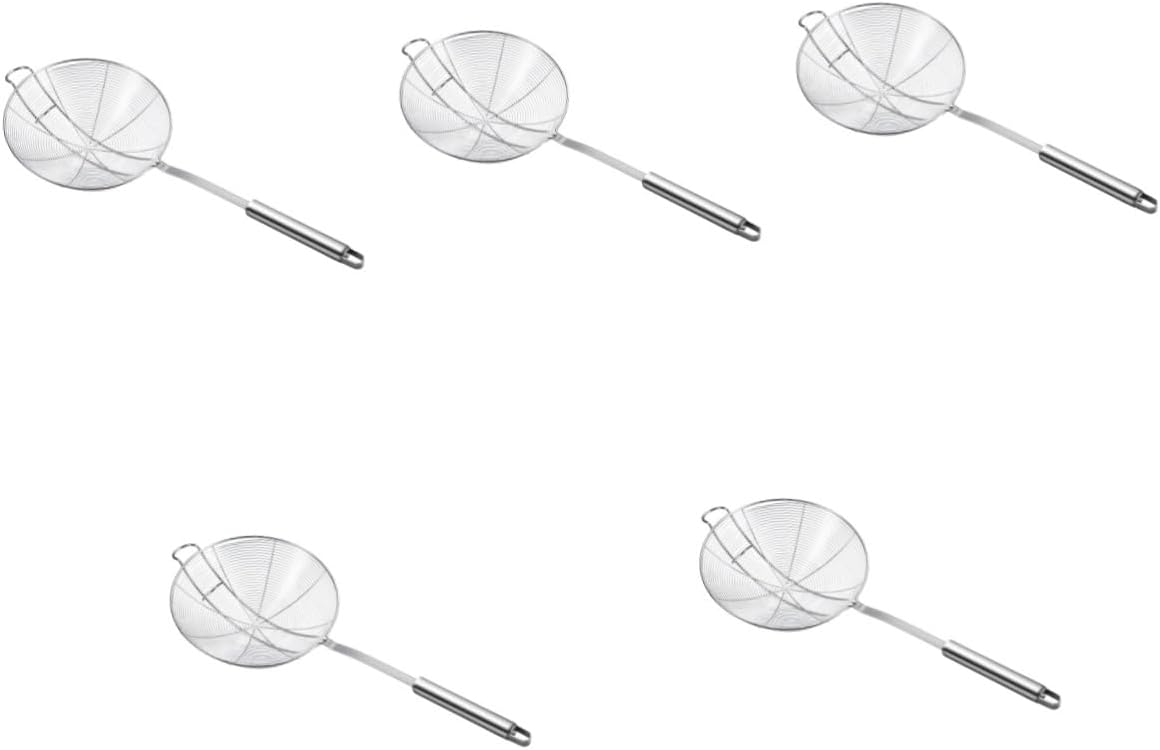 Ciieeo 5pcs Long Handle Pasta Strainer Spoon Skimmer Ladle Food Strainer for Cooking