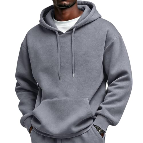 Image of Mens Hoodie Fleece Drawstring Hooded Sweatshirts With Kangaroo Pocket