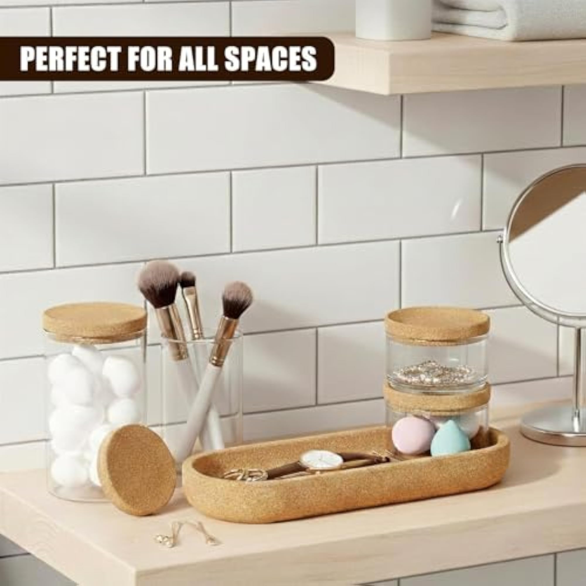 5 Piece Storage Jars with Lids for Makeup Organiser