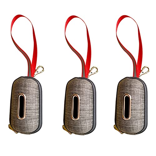 Dog Waste Station 3Pcs Dog Poop Bag Holders Durable Poop Bag Dispensers Portable Dog Waste Bags Dog Feces Bags for Walking Running or Hiking (Grey)