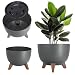 Produktbild KADAX Blumentopf aus Kunststoff mit DREI Einsteckstützen, runde Blumenschale, Pflanzkübel, Blumenkübel, Pflanzschale für Balkon, Wohnzimmer ( 29 cm, anthrazit)