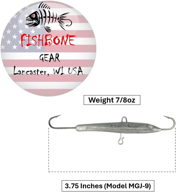 Fishbone Gear Unpainted Ice Fishing Jig Lure Kit – Jigging Minnow Bodies for DIY Painting, Walleye Crappie Perch Trout Bass, Hooks Included