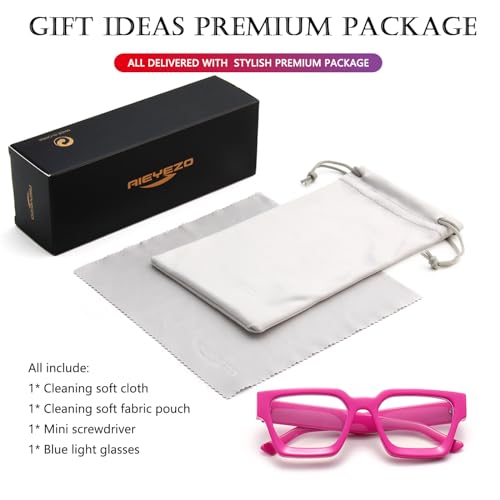 Image of AIEYEZO Square Thick Frame Glasses for Women Men Fashion Blue Light Glasses Trendy Chic Computer Eyeglasses