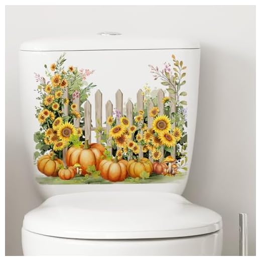 Paleery@FC Daisy Pumpkin Butterfly Toilet Cover Sticker Decals,Halloween Butterfly Leaf Waterproof Toilet Lid Tank Seat Decals Cistern Self-Adhesive Bathroom Wall Sticker, Transparent, Paleery@FC-001