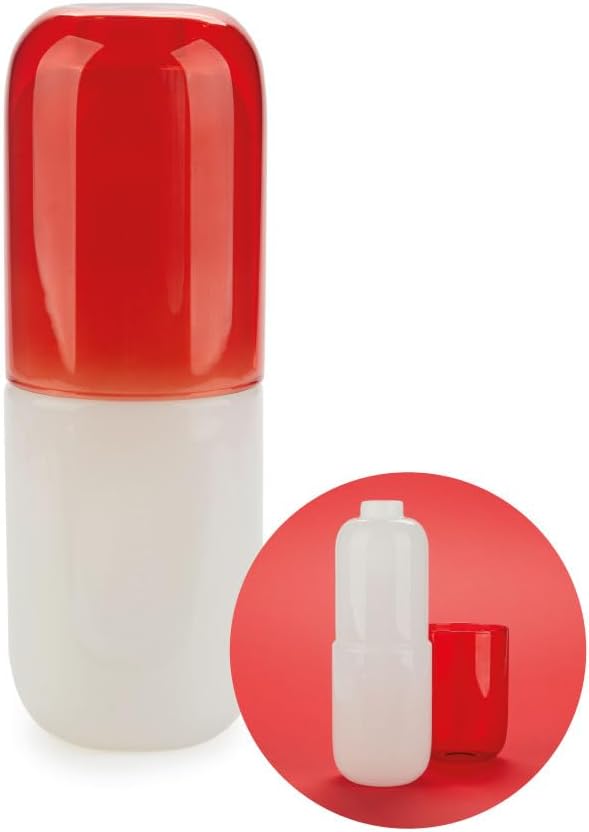 Balvi Bottle & Glass Water Pill Color White/Red A pill to soothe SED Glass 550ml