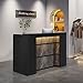 Tribesigns Reception Desk with LED Lights, 63 Inches Front Counter Desk for Checkout, Lobby, Salon, Retail, Modern Large Counter Table for Store Shop Clinic Office (Black&Gray)