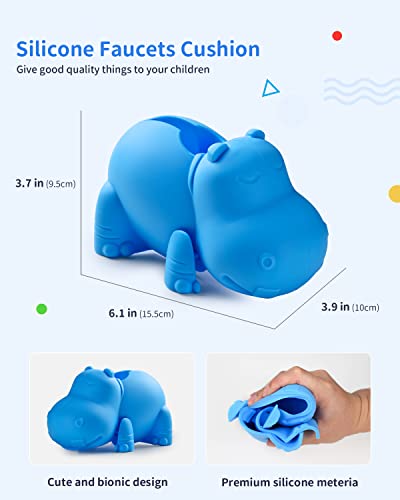 Mandoo Faucet Cover Bathtub Baby, Bath Spout Cover For Baby, Bath Faucet Cover For Kids, Tub Spout Cover Bathtub Faucet Cover Kids Safety, Protection Baby Universal Bath Silicone Toys Blue Hippo #TOP2