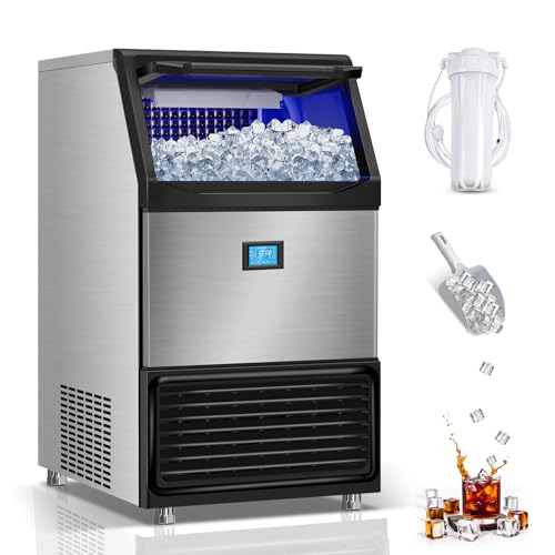 Commercial Ice Maker Machine 550LBS/24H with 185LBS Large Ice Storage Bin, 162Pcs Clear Ice Cubes in 11Mins, Stainless Steel Under Counter Industrial Ice Machine for Bar, Restaurant Business Commercial Ice Maker Machine 550LBS/24H with 185LBS Large Ice Storage Bin, 162Pcs Clear Ice Cubes in 11Mins, Stainless Steel Under Counter Industrial Ice Machine for Bar, Restaurant Business