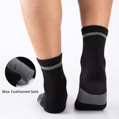 COOVAN Mens Atheltic Quarter Socks Cotton Thick Cushioned Moisture Wicking Running Sports Work Socks(8 Pairs)4