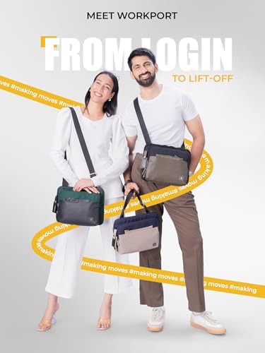 Image of EUME Workport Tablet Sling Bag for Men | Office Bag for Men & Women | With Padded Compartment | Vegan Leather & Nylon Fabric | Fits MacBook Air 13 inch, iPad 7L & Tablets Up to 13 inch