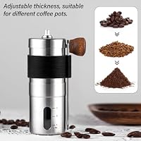 Kaffeemühle Manuell, Keramikmahlwerk Verstellbarer Mahlgradeinstellung 304 Edelstahl, Mini Hand Kaffeebohnenmühle, Kaffeebohnen Mahlgerät für Reisen Camping Büro Espresso Übergießen usw – Ansicht 5