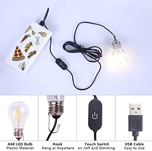 BRIMAX A60 LED Light Bulbs USB Powered Dimmable 3W 270lm Warm White LED Lantern lamp for Fishing Boat Car Truck Camping, Outdoor Portable Bulb, Emergency Light, Children Bed Lamp, Night Light, 2 Pack
