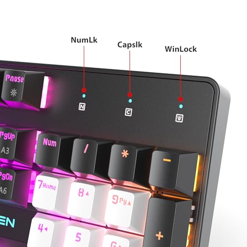 Image of RGB Gaming Keyboard, 104-Key Wired Mechanical Keyboard, Creamy with Number Pad, Linear Red Switch NKRO, Full Size for Windows Laptop PC Gamer