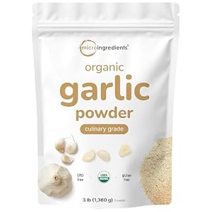 Organic Garlic Powder, 3 lb | Premium Raw Allium Sativum Bulb | Pungent & Savory Flavor | Great for Meats, Vegetables & Spice Mixes | Additive Free, Non-GMO, Bulk Supply