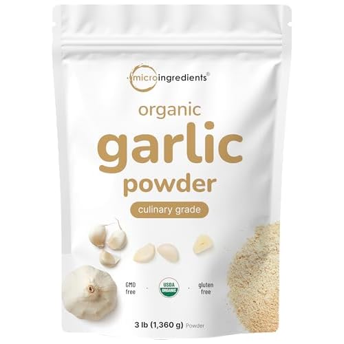 Organic Garlic Powder, 3 lb | Premium Raw Allium Sativum Bulb | Pungent & Savory Flavor | Great for Meats, Vegetables & Spice Mixes | Additive Free, N
