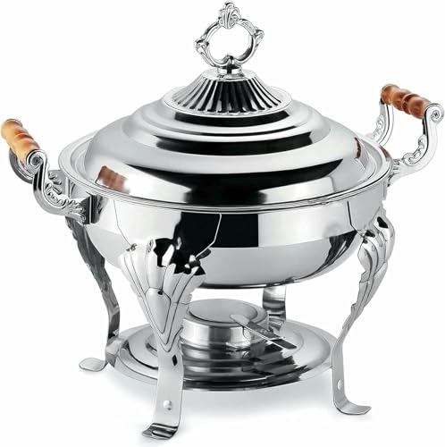 Ensemble de buffet rond grand format en acier inoxydable poli - 2