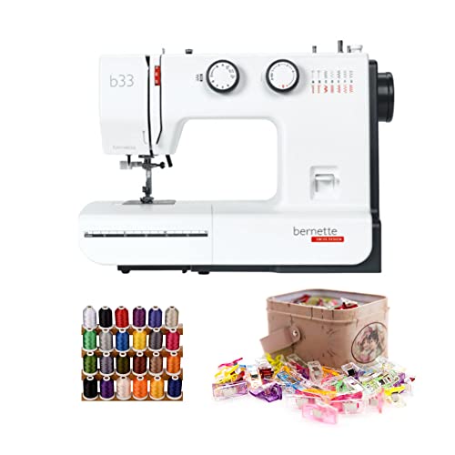 Bernette 33 Swiss Design Sewing Machine Bundle With Multipurpose Sewing Clips And Miniking Trilobal Polyester Spool (3 Items) #TOP19