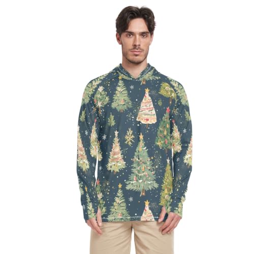 T-Shirt Homme Rash Guard Verts de Noël à Protection Solaire UPF 50+ pour la Pêche et le Running