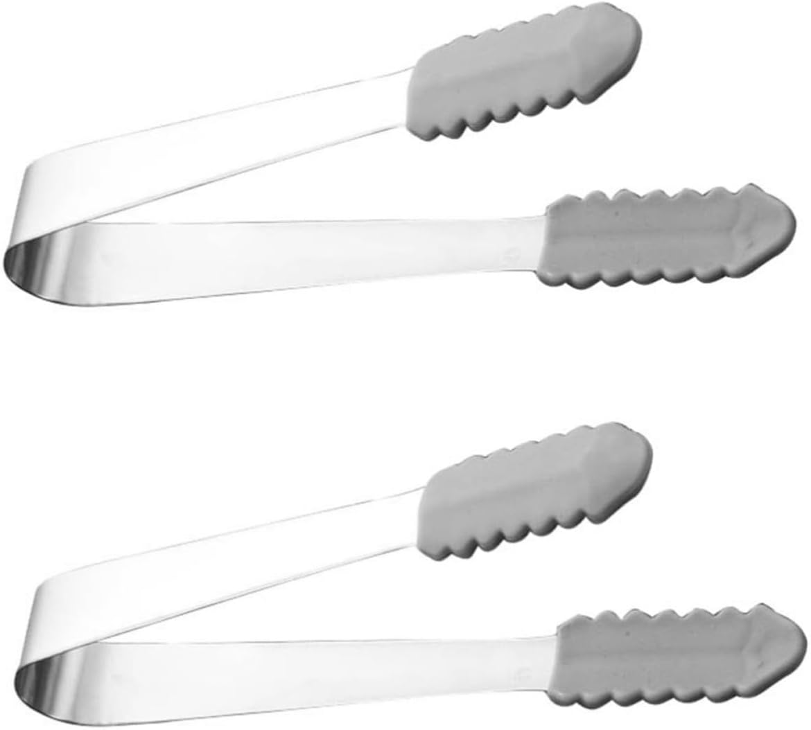 2pcs Stainless Steel Ice Cube Tong Mini Sugar Cube Serving Tongs