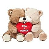 Let's Make Memories Personalized Plush Kissy Bears for Couples or Kids - Valentines Day - for Him - for Her - Romantic Stuffed Animals - Love - Amor - Te Amo - I Love You - Teddy Bears