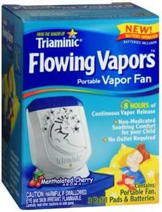 Triaminic Flowing Vapors Portable Fan including 3 Ct. Refill Pads Mentholated Cherry