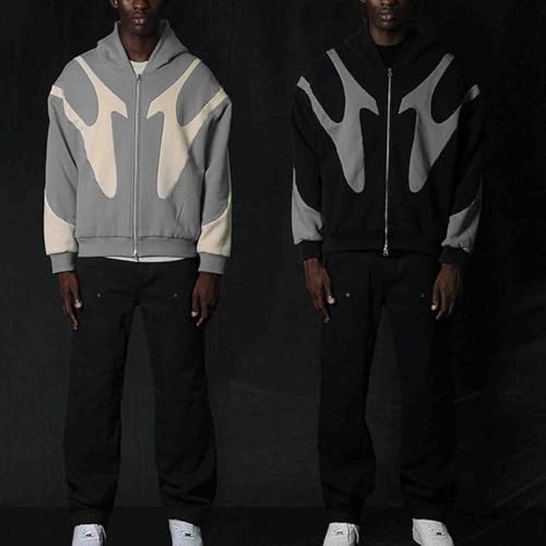 Men's dark gothic style hoodie with unique design and patchwork hoodie, Harajuku hoodie, y2k hip-hop hoodie2