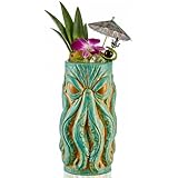 Burns Glass Kraken Ceramic Tiki Mug, 18 oz Hi Ball 1 pc Set