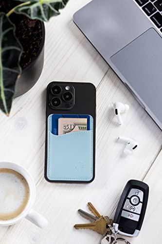 Suporte para cartão de telefone de couro premium na carteira para smartphones iPhone e Android (cour