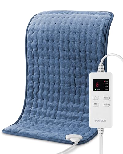 Heating Pad for Back Pain Relief, MAVOKIS Heating Pads for Cramps with Auto Shut Off Large, 6 Heat Settings Electric Heat Pad for Neck and Shoulder, 12" x 24", Moist Heat Option, Super Soft, Blue
