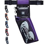 Legend XT420 Arrow Quiver - Quiver Arrow Holder, Archery Quiver with 3 Arrow Tube, Durable Nylon Hip Quivers with Multiple Pockets for Archery Accessories, Score Card & Tools - Right Handed, Purple