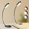 Book Light 2 Pack, Rechargeable Reading Lights for Books in Bed-Eye Caring 3 Colors, Stepless Dimming, 360° Flexible Studying Small Desk Lamp, Lightweight Clip-on LED Night Light for Book Lovers, Kids