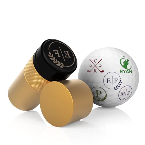 FullKing Personalized Golf Ball Stamp Marker, Custom Large 17mm Logo Stamper, Reusable Waterproof Aluminum Golf Ball Marking Tool, Unique Golf Accessories Gift for Men Golfer,Dad,Husband (Gold)