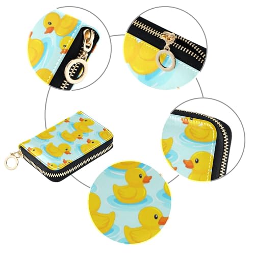 Cute Yellow Ducks Blue Water Women Wallet Zip Around Cute Card Holder RFID Blocking Scan Proof Zipper Card and Cash Holder4