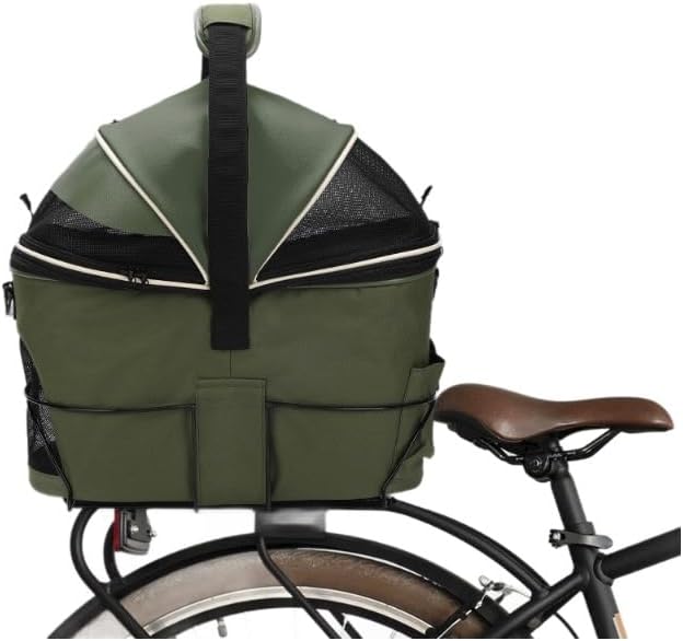 Dog Bike Basket Rear Seat, FVILIPUS 3-in-1 Waterproof Pet Bicycle Carrier, Dog Car Seat with Anti-Jump Safety Tether, Breathable Portable Travel Bag for Small Dogs Cats Outdoor Riding