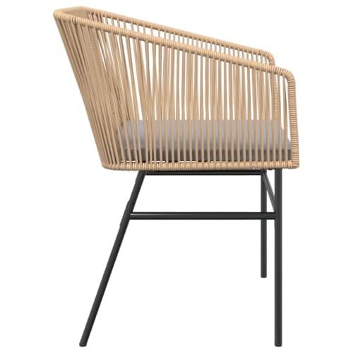 Fauteuil de jardin en rotin marron haut de gamme avec dossier et accoudoirs lot de 2