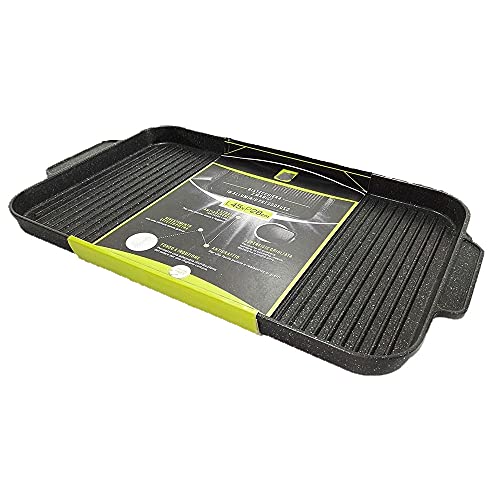 Bistecchiera Grande cm 45 x 28 Piastra griglia per arrostire Carne Pesce Verdure Barbecue Anche induzione o fornelli da Cucina Gas