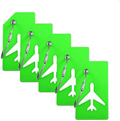 Silicone Luggage Tag with Name ID Card Perfect to Quickly Spot Luggage Suitcase by Ovener (Green 5 Pack Tags)