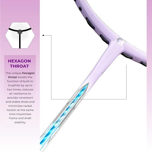 Image of Apacs Feather Weight 55 (Super Lightweight 58g) Made in Vietnam | Japanese HM Graphite | Extra Head Heavy Unstrung Badminton Racket (White Purple)