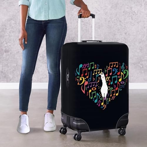 Alpacas And Musical Notes Luggage Suitcase Covers for Luggage Elastic Luggage Cover Protector Scratch Resistant Travel Suitcase Cover Fits 18-32 Inch Luggage Travel Bag Cover Travel Covers-M4