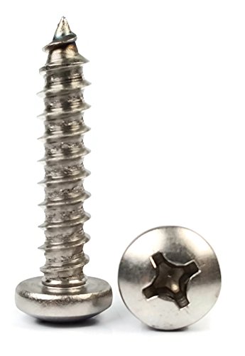Phillips Pan Head Sheet Metal Screws 18-8 Stainless Steel - #12 x 1 Qty-100