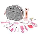Pandagies PARIS - Trousse de Soin Bébé Naissance Professionnel 13 Accessoires Complet Mouche Bébé Lime Ongle Electrique Trousse de Toilette Bébé Maternité Thermomètre de Bain Enfant Peigne Nourrisson