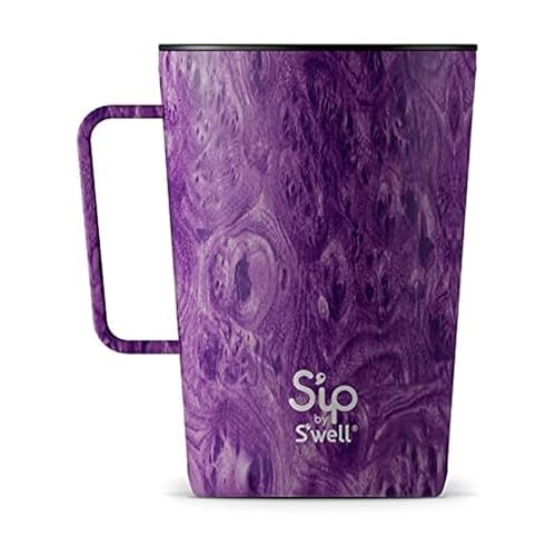 S'well S'ip Stainless Steel Takeaway Tumbler - 15 Oz - Grape Grove - Double-Walled Vacuum-Insulated Keeps Drinks Cold for 10 Hours and Hot for 2 - with No Condensation - BPA-Free Travel Mug