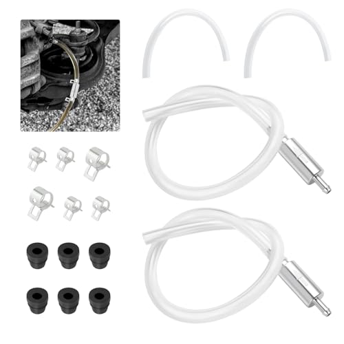 Purthog 2 Sets Car Brake Bleeder Kit with Brake Bleeder Hose One Way Check Valve,Upgraded Grease Fitting Caps/Brakes Bleeding Kit for System Maintenance,Clear Hose/Brakes Bleeders Check Valve Kits