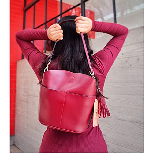 S-ZONE Women Small Cow Split Genuine Leather Crossbody Bucket Bag Shoulder Purse Handbag2