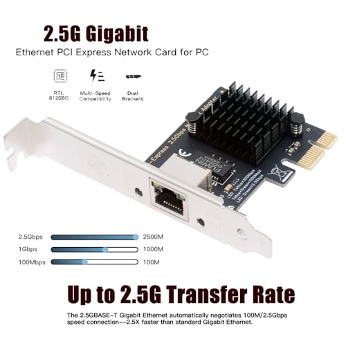 xiwai 2.5Gbps 2500Mbps a PCI Express 1x PCI-E GBE Gigabit 1000Mbps Adaptador de Red Ethernet LAN para Placa Base de Escritorio miniatura 5
